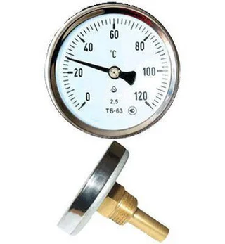 Аналоговий термометр Watts 120C з гiльзою (штуцер) для котлів (твердопаливні, газові)